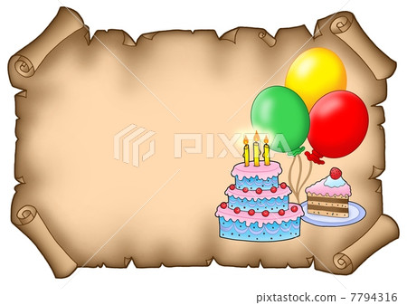 Parchment party invitation with cakes Parchment party invitation with cakes 7794316