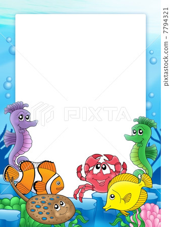 Frame with tropical fishes 2 7794321