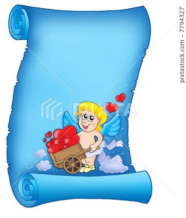 Valentine letter with wheelbarrow cupid Valentine letter with wheelbarrow cupid 7794327