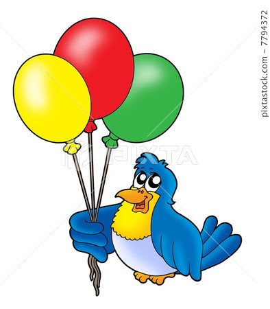 Bird with balloons - Stock Illustration [7794372] - PIXTA