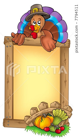 Wooden frame with lurking turkey Wooden frame with lurking turkey 7794511