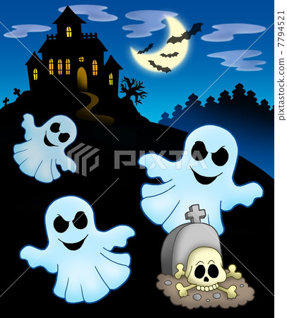Ghosts with haunted house Ghosts with haunted house 7794521