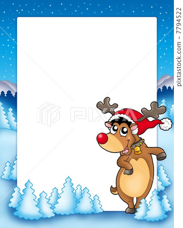 Christmas frame with cute reindeer Christmas frame with cute reindeer 7794522