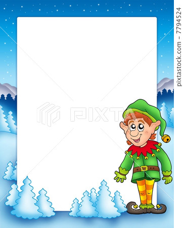 Christmas frame with elf Christmas frame with elf 7794524