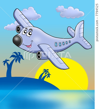 Sunset with airplane Sunset with airplane 7794525