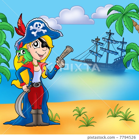 Pirate girl on beach 2 Pirate girl on beach 2 7794526