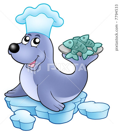 Seal chef with fishes Seal chef with fishes 7794533