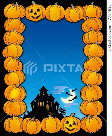 Halloween frame with house Halloween frame with house 7794653