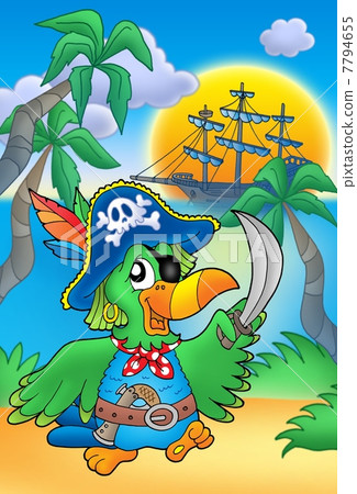 Pirate parrot with boat Pirate parrot with boat 7794655