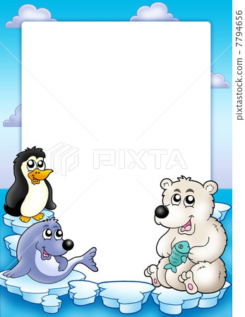 Frame with winter animals Frame with winter animals 7794656
