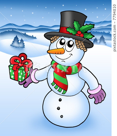 Christmas snowman in snowy landscape Christmas snowman in snowy landscape 7794810
