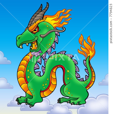 Chinese dragon on blue sky 7794823