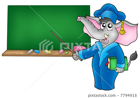 职业_上班族 老师 老师 插图 cartoon elephant teacher with black