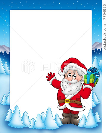 Frame with Santa and Christmas gift 7794956