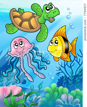 Various sea fishes and animals Various sea fishes and animals 7794957
