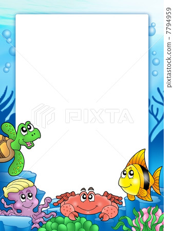 Frame with various sea animals Frame with various sea animals 7794959