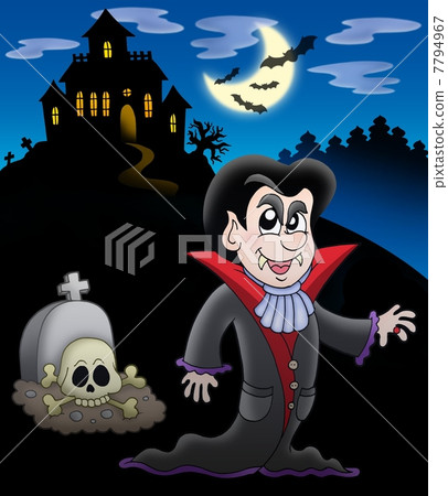 Vampire with haunted house 7794967