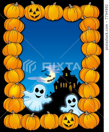 Halloween frame with ghosts 7794992