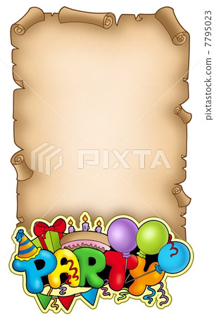 Scroll with party sign Scroll with party sign 7795023