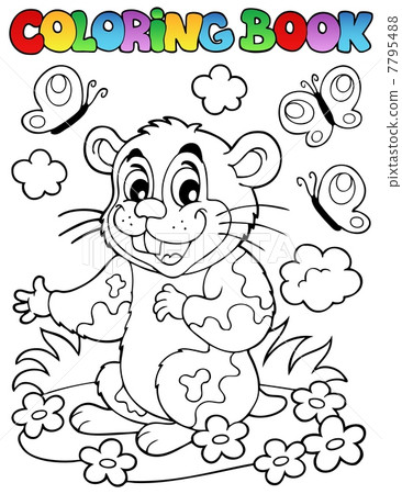 Coloring book with cartoon hamster Coloring book with cartoon hamster 7795488