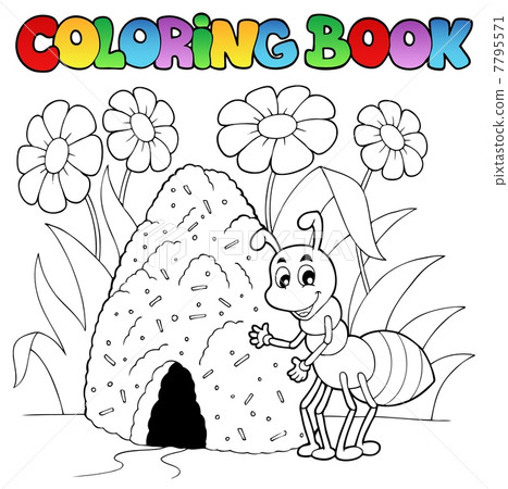 Download Coloring Book Ant Near Anthill Stock Illustration 7795571 Pixta