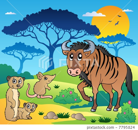 Savannah scenery with animals 3 Savannah scenery with animals 3 7795824