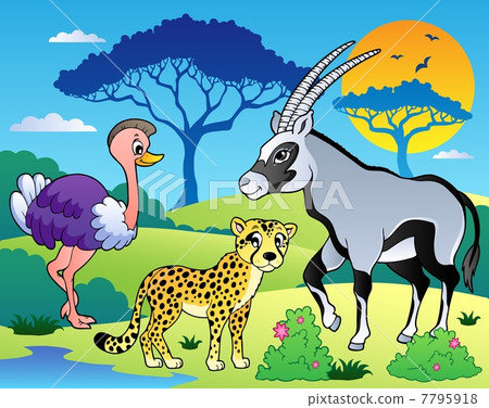 Savannah scenery with animals 7 7795918