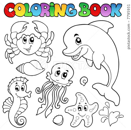 coloring book various sea animals 2