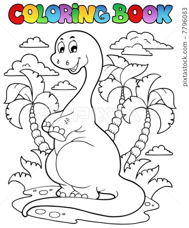 Coloring book dinosaur scene 2 7796083