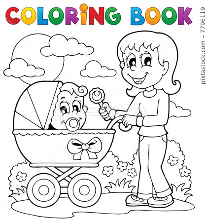 Coloring book baby theme image 2 7796119