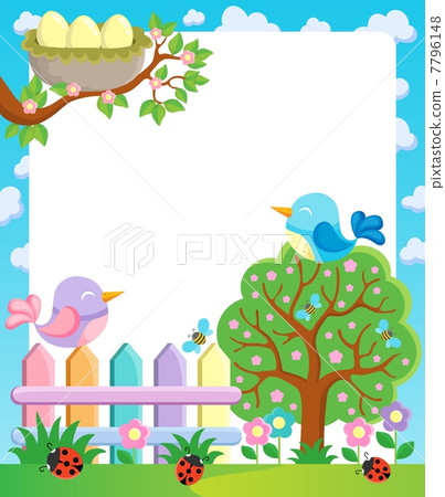Frame with spring theme 1 7796148