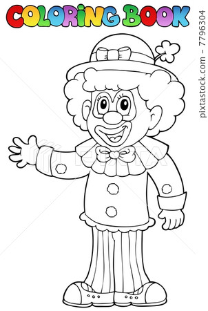 Coloring book with cheerful clown 3 7796304