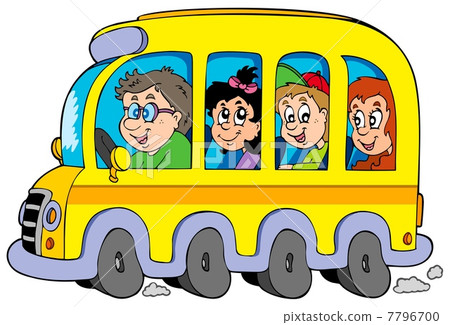 Cartoon school bus with kids 7796700