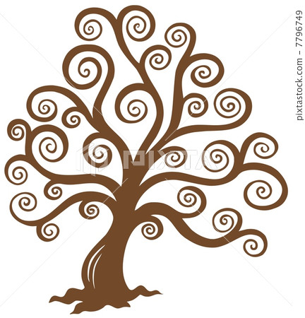 Stylized brown tree silhouette 7796749