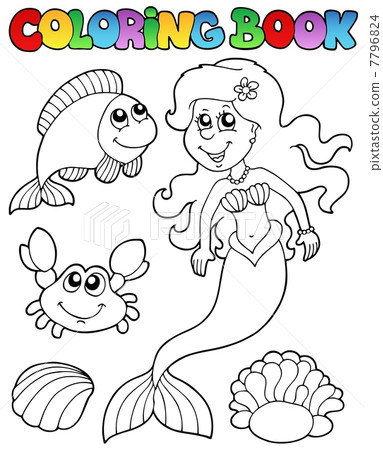 Coloring book with mermaid 7796824