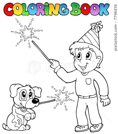 Coloring book boy with sparkler Coloring book boy with sparkler 7796856