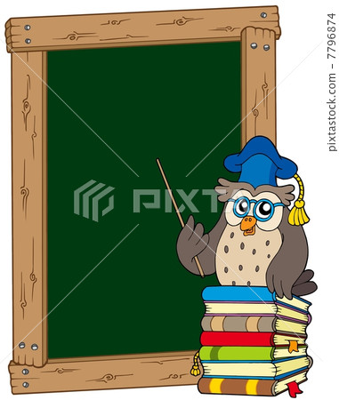 Board with owl teacher and books 7796874
