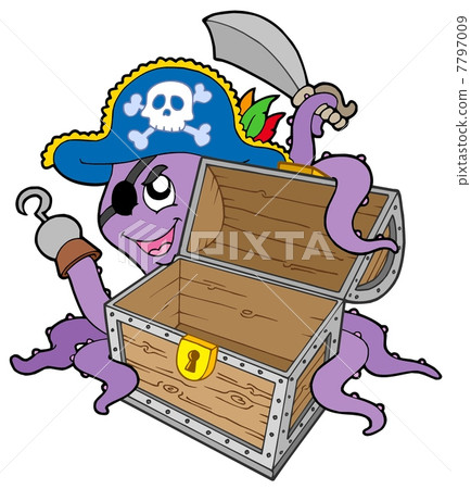 Pirate octopus with chest 7797009