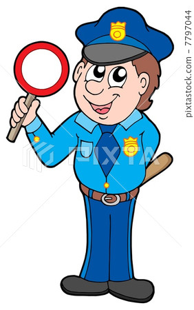 Cute policeman with stop sign 7797044
