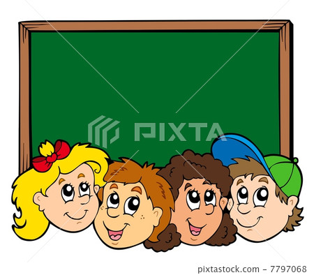 Various kids faces with blackboard Various kids faces with blackboard 7797068