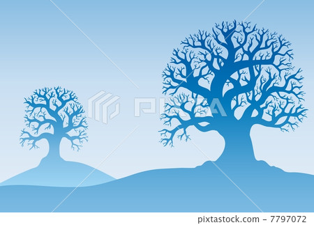 Two autumn trees in mist Two autumn trees in mist 7797072