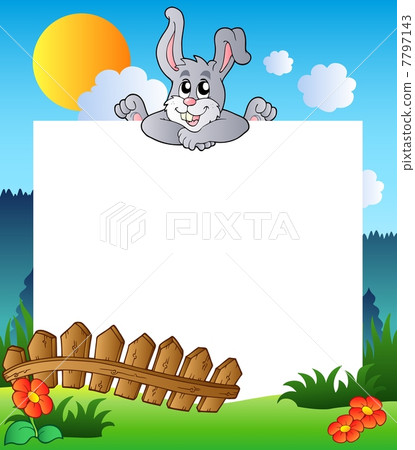 Easter frame with lurking bunny 7797143