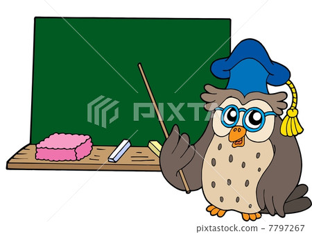 Owl teacher with blackboard Owl teacher with blackboard 7797267