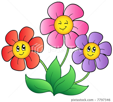 Three cartoon flowers Three cartoon flowers 7797346