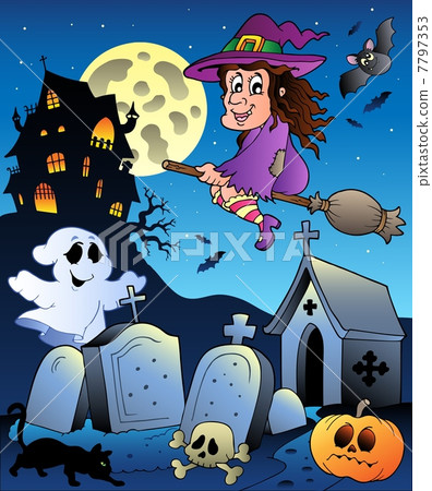 Halloween scenery with cemetery 5 Halloween scenery with cemetery 5 7797353