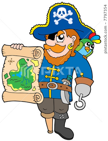 Pirate with treasure map 7797354