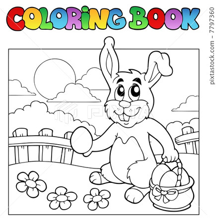Coloring book with bunny and eggs 7797360
