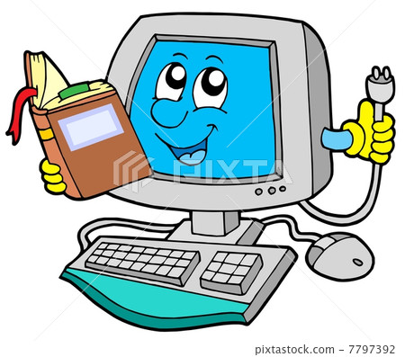 IT computer with book IT computer with book 7797392