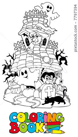 Coloring book with haunted house Coloring book with haunted house 7797394