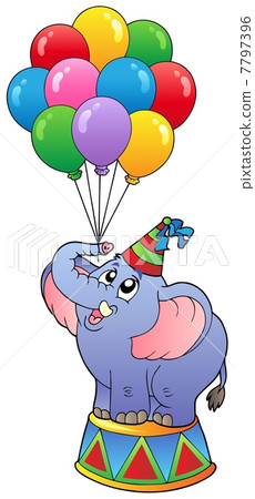 Circus elephant with balloons 1 7797396